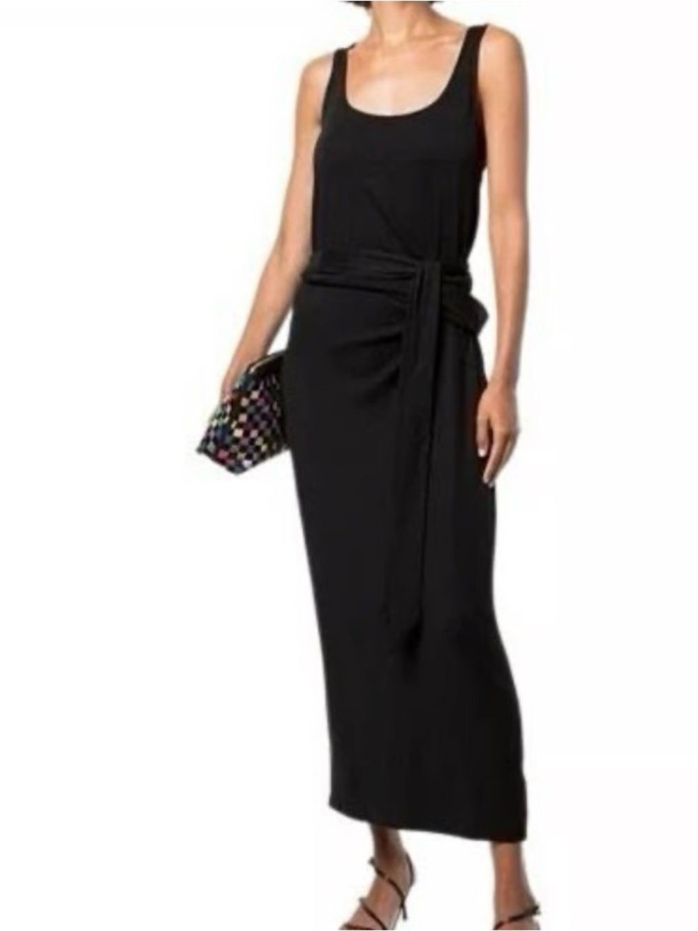 Vince Camuto Sleeveless Black Maxi Dress with Tie-Waist
